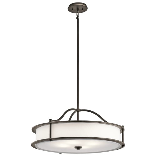 Lampa sufitowa wisząca Catanza M w brązowym kolorze, o średnicy 61 cm i wysokości 29 cm. Posiada okrągły klosz z białego materiału, metalową konstrukcję oraz dekoracyjne zawieszenie. Idealna do nowoczesnych wnętrz.