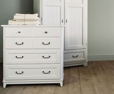 Komoda z Szufladami Drewniana Devon Laura Ashley Biała 104x45x105cm 4