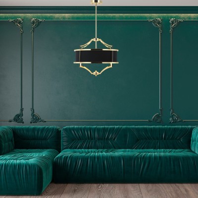 Lampa Sufitowa, Wisząca Stesso, Złoty Połysk, Czarny, 55x43,4cm 11