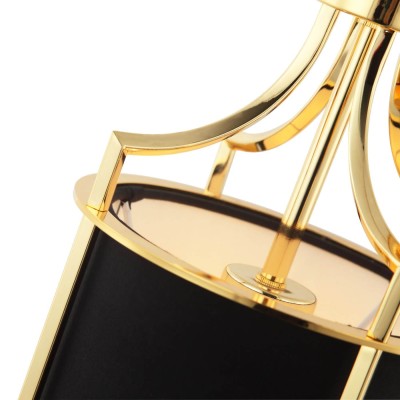 Lampa Sufitowa, Wisząca Largo, Złoty Połysk, Czarny, 20x52,4cm 5