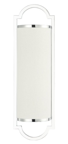 Kinkiet Libero Parette 15x49 cm, chromowany, cylindryczny z białą teksturowaną osłoną. Metalowe obrzeże i jednolite tło podkreślają jego elegancki, nowoczesny design.