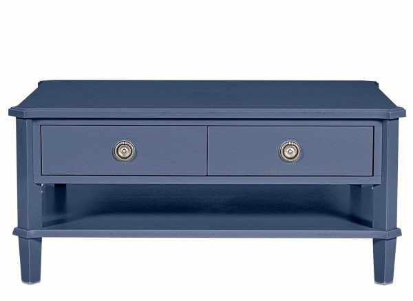 Stolik Kawowy Drewniany Henshaw Laura Ashley Niebiesko-Szarym 100x70x46cm