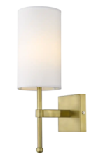 Minimalistyczny Kinkiet Radiso z Mosiądzu z Białym Abażurem 12x17x37cm