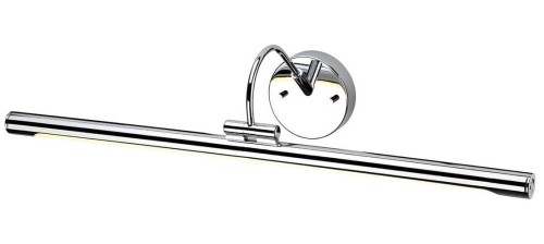 Kinkiet Galeryjka Armir Canvas L w kolorze chromu, z długą, prostą oprawą. Ujęcie frontalne, produkt montowany na ścianie, z minimalistycznym designem. Widoczna metaliczna struktura, podświetlenie LED. Tło jednolite, proste.