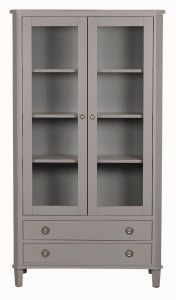 Stylowa Witryna Dębowa Henshaw Laura Ashley Szara 100x42x180,5cm