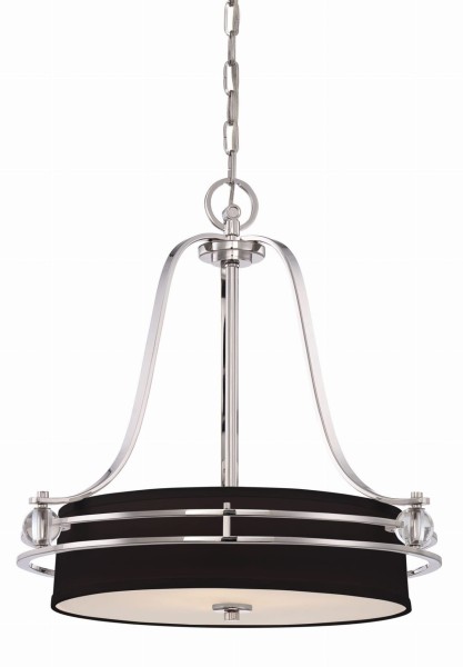Lampa Sufitowa, Wisząca Manhattan Chrom, Czerń 58x58x61cm