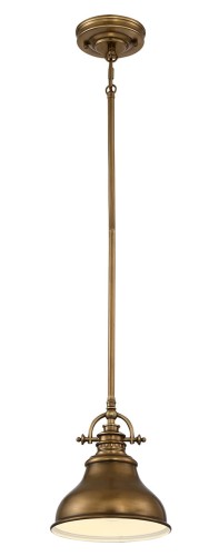 Lampa sufitowa wisząca Grosseto S w kolorze mosiądzu o wymiarach 20,3x23 cm. Posiada okrągły klosz z metaliczną fakturą i prosty, długi uchwyt. Zawieszona na stelażu, idealna do nowoczesnych wnętrz.
