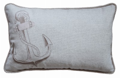 Poduszka Haftowana Dekoracyjna Kotwica - Różne Kolory Tkanin 2