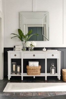 Konsola Drewniana z Szufladami Henshaw Laura Ashley Jasnoszara 160x38x85cm 6