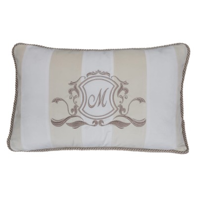 Poduszka Haftowana Dekoracyjna w Pasy Monogram - Różne Kolory Tkanin