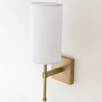 Minimalistyczny Kinkiet Radiso z Mosiądzu z Białym Abażurem 12x17x37cm 5