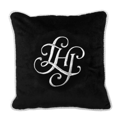 Poduszka Haftowana Dekoracyjna Monogram LHJ - Różne Kolory Tkanin 2