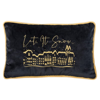 Poduszka Haftowana Dekoracyjna Let it Snow - Różne Kolory Tkanin 2