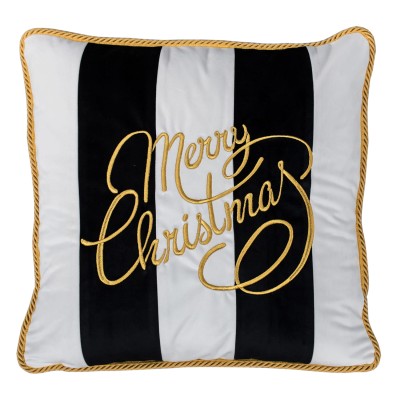 Poduszka Haftowana Dekoracyjna Merry Christmas w Pasy - Różne Kolory Tkanin 2