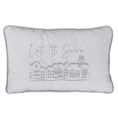Poduszka Haftowana Dekoracyjna Let it Snow - Różne Kolory Tkanin 2