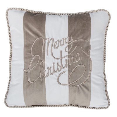 Poduszka Haftowana Dekoracyjna Velvet Merry Christmas w Pasy - Różne Kolory Tkanin 2