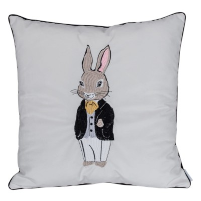 Poduszka Haftowana Dekoracyjna Velvet Zając Boy - Różne Kolory Tkanin 2