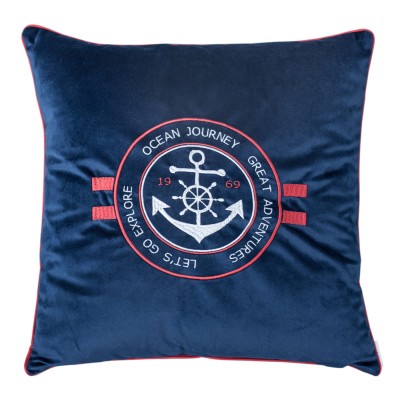 Poduszka Haftowana Dekoracyjna Velvet Kotwica - Różne Kolory Tkanin 2