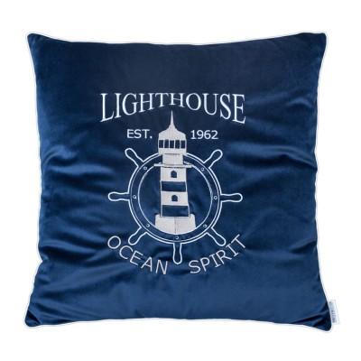 Poduszka Haftowana Dekoracyjna Velvet Latarnia Morska - Różne Kolory Tkanin 2