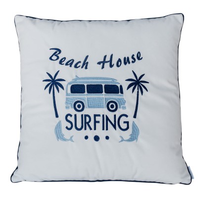 Poduszka Haftowana Dekoracyjna Beach House - Różne Kolory Tkanin 2