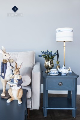 Stolik Kawowy Drewniany Henshaw Laura Ashley Niebiesko-Szarym 100x70x46cm 9