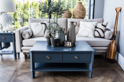 Stolik Nocny Drewniany Henshaw Laura Ashley Niebiesko-Szary 50x40x60cm 10