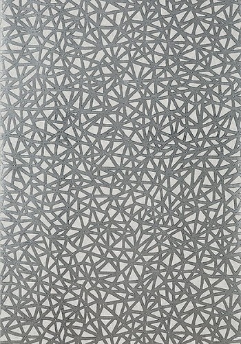 Tapeta Thibaut Aedan w odcieniach szarości, z abstrakcyjnym wzorem składającym się z nieregularnych, cienkich linii tworzących geometryczne kształty. Wzór jest rozmieszczony na całej powierzchni, nadając elegancki wygląd.