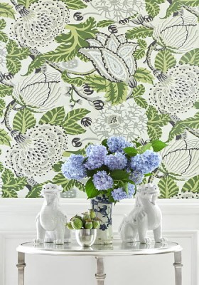 Tapeta Thibaut Mitford Granat, Biel 4