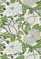 Tapeta Thibaut Mitford Zieleń, Biel