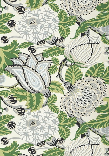 Tapeta Thibaut Mitford Zieleń, Biel