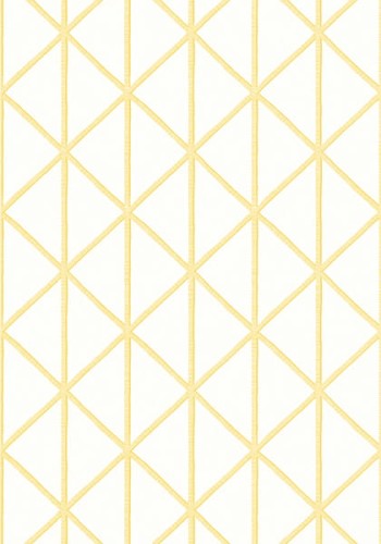 Tapeta Thibaut Box Kite w kolorze białym z żółtym wzorem w formie rombów. Produkt ukazany frontalnie, rozwinięty w całości, na jednolitym tle. Wzór geometryczny nadaje nowoczesny charakter, bez dodatkowych elementów czy tekstów.