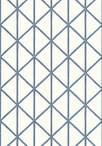 Tapeta Thibaut Box Kite w kolorze białym i granatowym, z geometrycznym wzorem w formie rombów. Produkt płaski, o spójnym tła, z wyraźnym wzorem podkreślającym teksturę. Idealna do aranżacji wnętrz.