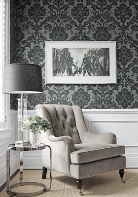 Tapeta Thibaut Passaro Damask Srebrny, Szary 3