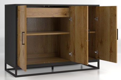 Komoda Dębowa Indus, Czarna 117x46x87cm 4