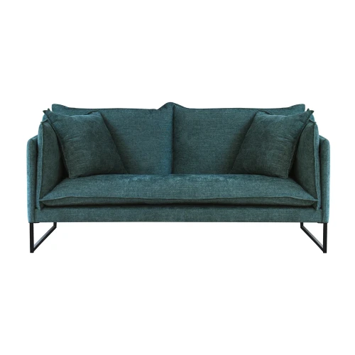 Sofa dwuosobowa Dyanna w kolorze ciemnym, o wymiarach 180x88x66 cm. Posiada dwa poduszki, tapicerowana miękkim materiałem, na metalowych nogach. Prosty, nowoczesny design, idealna do wnętrz.
