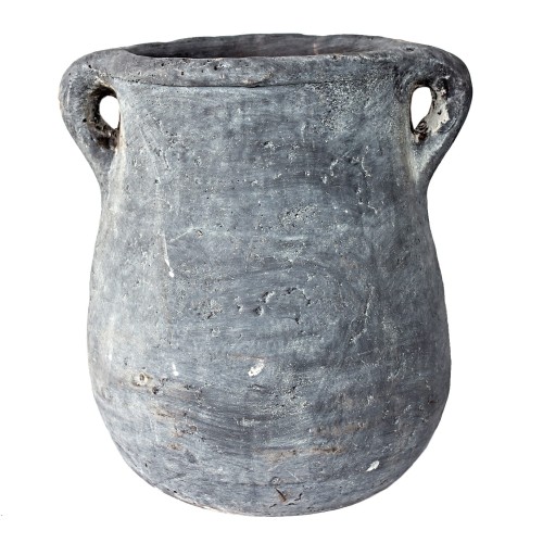 Wazon Dzban History o wysokości 25 cm, wykonany z szarej ceramiki, z charakterystycznymi, widocznymi uchwytami po bokach. Produkt z ujęciem frontalnym, stojący na prostym tle, bez dodatkowych dekoracji. Tekstura matowa i lekko chropowata.