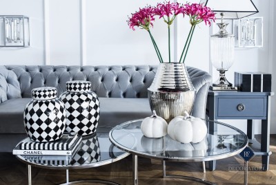 Stolik Nocny Drewniany Henshaw Laura Ashley Niebiesko-Szary 50x40x60cm 3