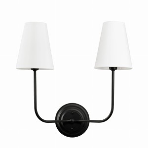 Kinkiet  w Stylu Modern Farmhouse Slim Podwójny Czarny Wys. 41cm