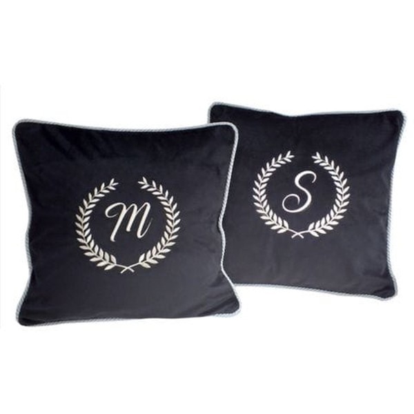 Poduszka Haftowana Dekoracyjna Monogram - Różne Kolory Tkanin
