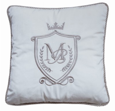 Poduszka Haftowana Dekoracyjna Herb z Monogramem - Różne Kolory Tkanin