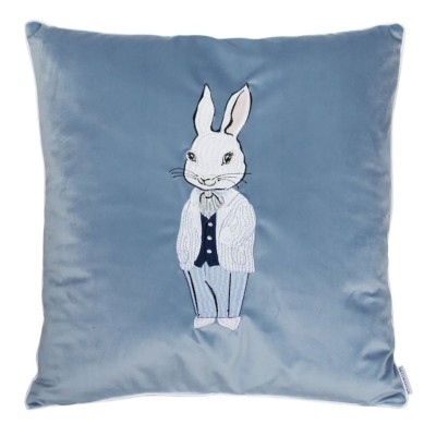 Poduszka Haftowana Dekoracyjna Velvet Zając Boy - Różne Kolory Tkanin 2