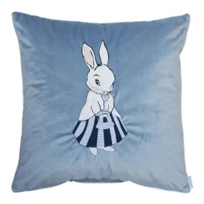Poduszka Haftowana Dekoracyjna Velvet Zając Girl - Różne Kolory Tkanin 2