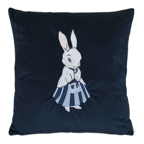 Poduszka Haftowana Dekoracyjna Velvet Zając Girl - Różne Kolory Tkanin