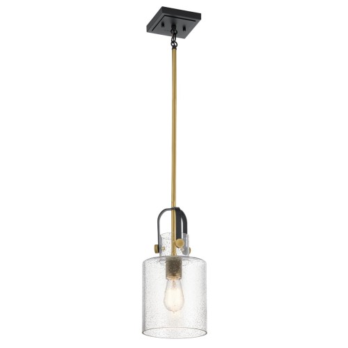 Lampa sufitowa Ragusa w mosiężnym wykończeniu, o wymiarach 37,2x18x141,6 cm. Szklany klosz z drobnymi bąbelkami, zawieszony na długim mosiężnym stelażu, z czarnymi akcentami. Idealna do nowoczesnych wnętrz.
