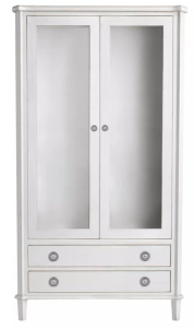 Elegancka Witryna Dębowa Henshaw Laura Ashley Jasnoszara 100x42x180,5cm