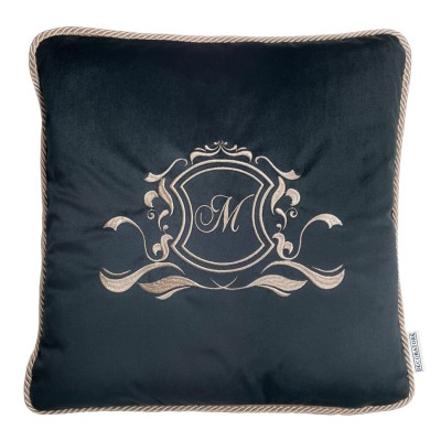 Poduszka Haftowana Dekoracyjna Velvet Monogram - Różne Kolory Tkanin 2