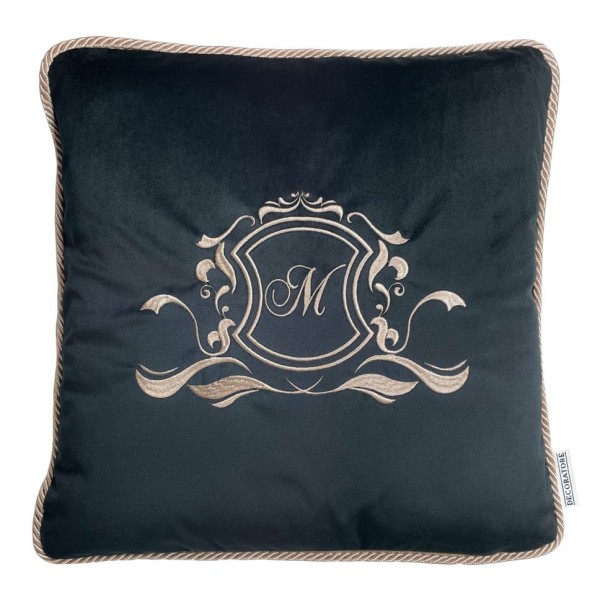 Poduszka Haftowana Dekoracyjna Velvet Monogram - Różne Kolory Tkanin