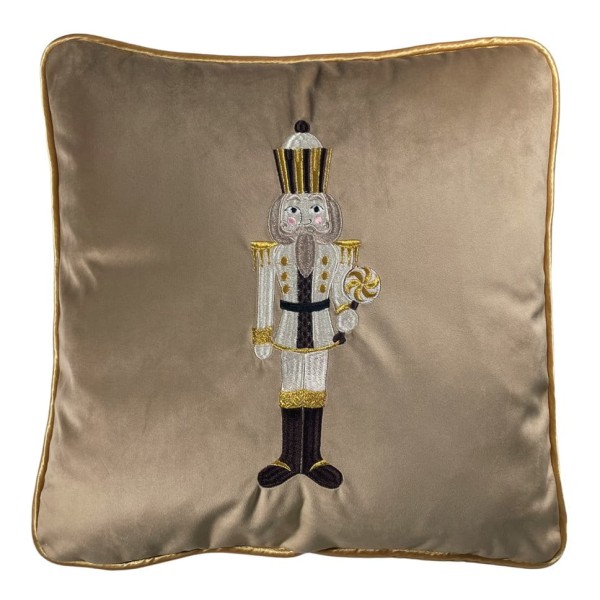 Poduszka Haftowana Dekoracyjna Dziadek Świąteczny - Różne Kolory Tkanin