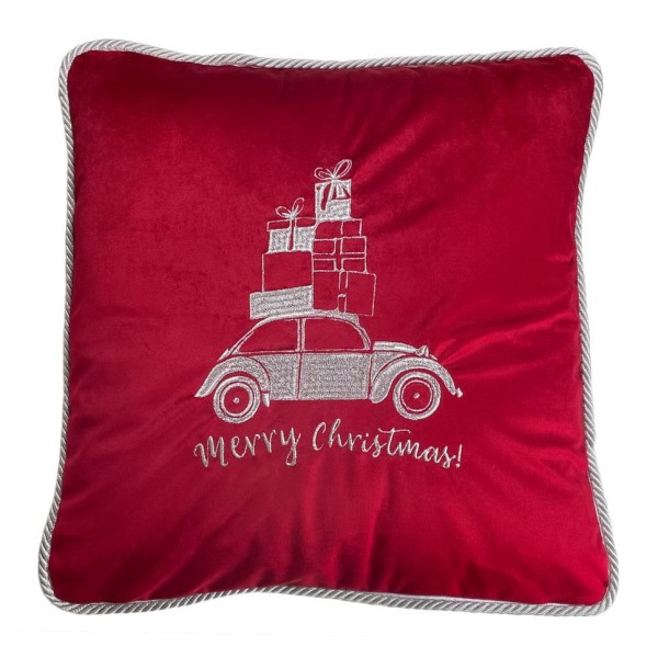 Poduszka Haftowana Dekoracyjna Christmas Car- Różne Kolory Tkanin