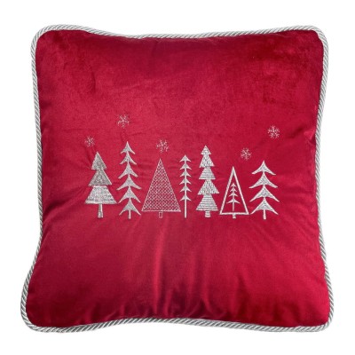 Poduszka Haftowana Dekoracyjna Christmas Trees - Różne Kolory Tkanin 2